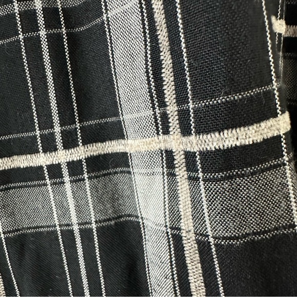 Max Studio Black & White Plaid Button Down Shirt with Ruffle Sleeves, Size Small - Picture 7 of 10